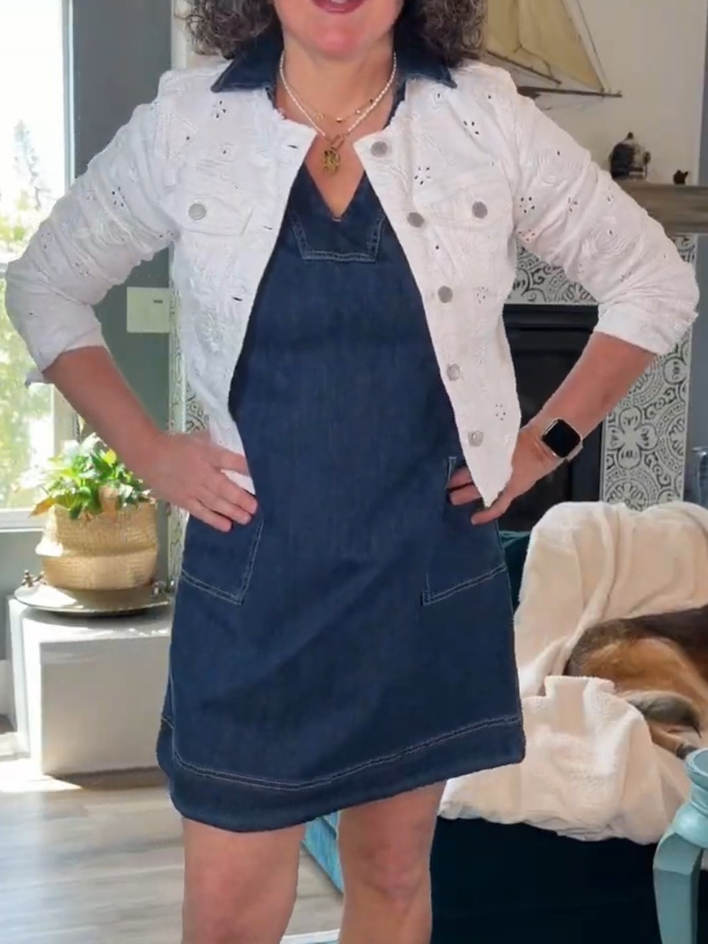 CHARLIE B White Eyelet Jean Jacket